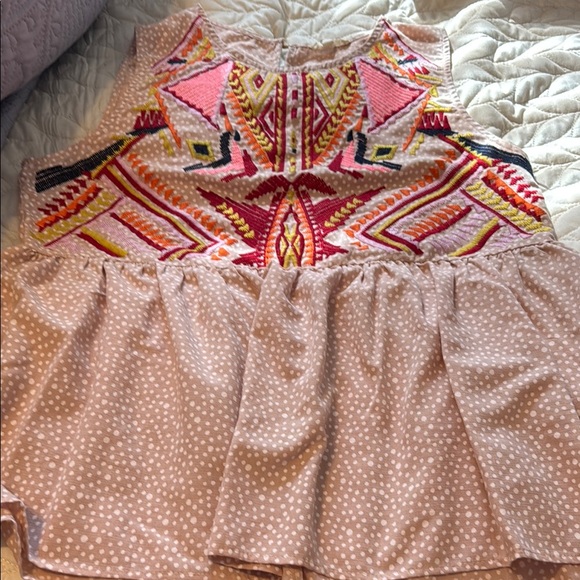 Entro Pink and Yellow Embroidered Bohemian Blouse - Picture 1 of 4